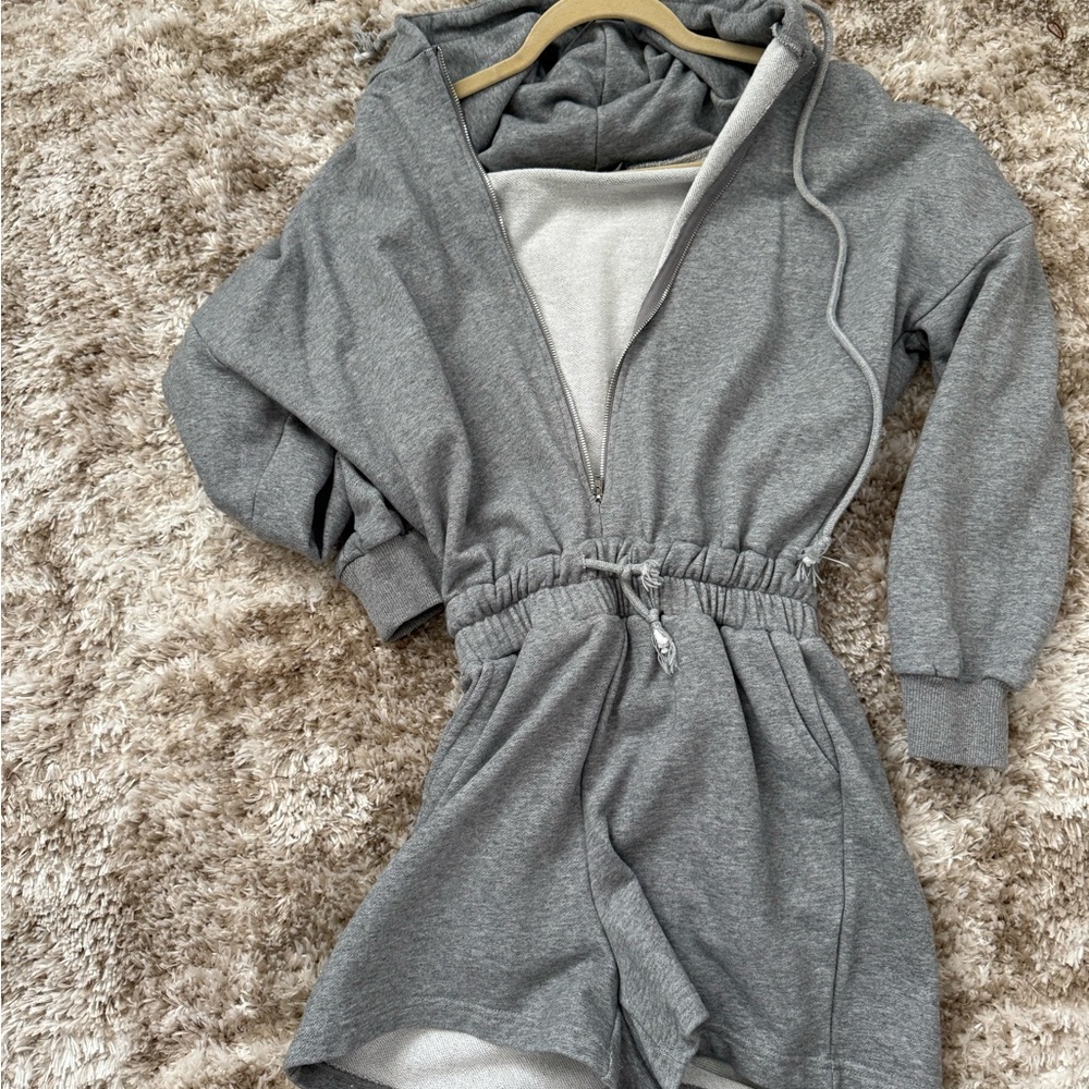 Gray Hooded Jumpsuit
